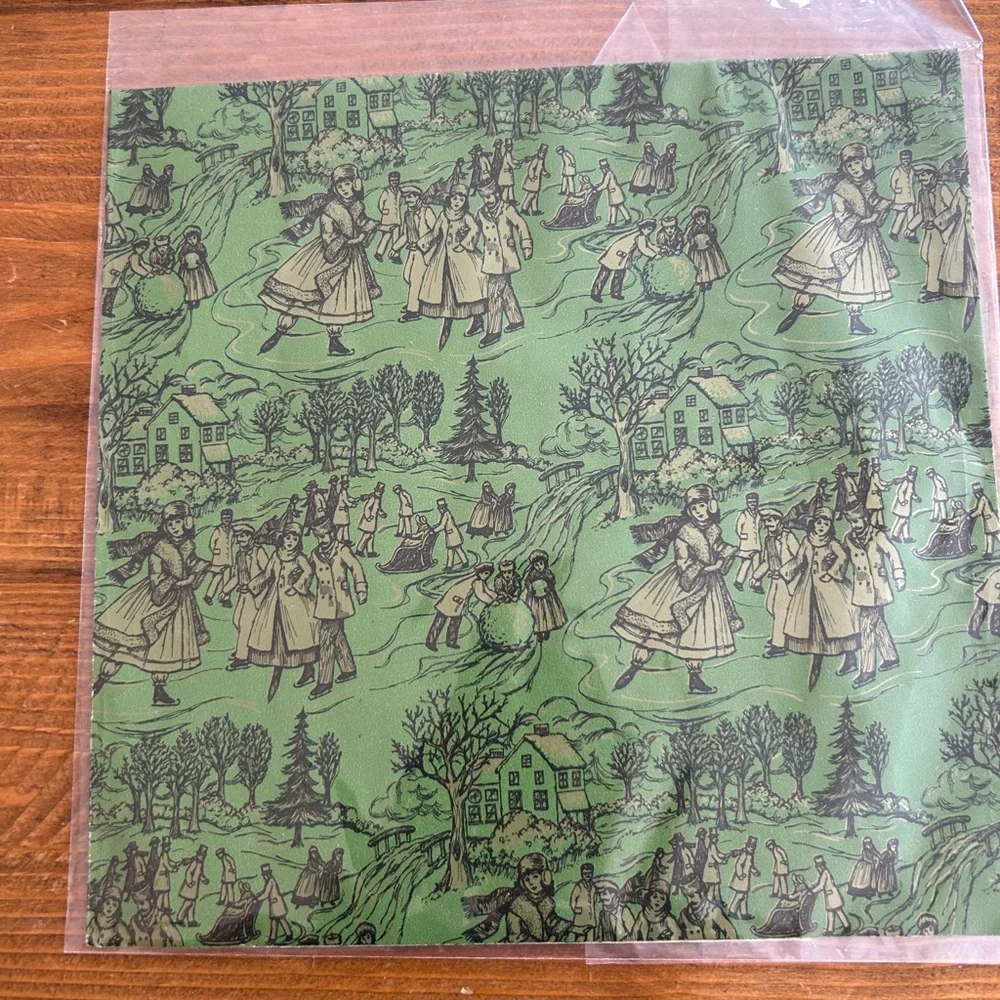 Bundle of vintage Christmas wrapping papers and card